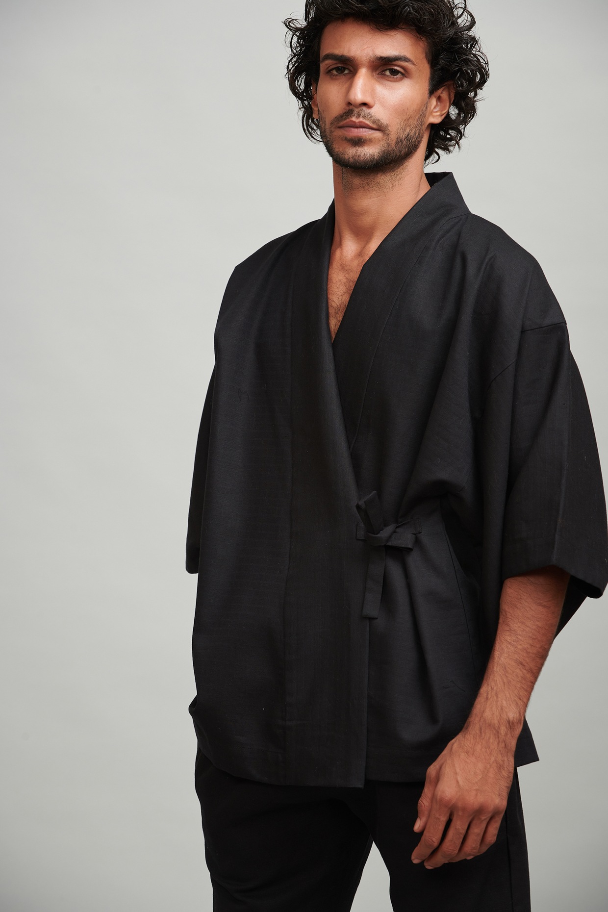 Mens black kimono clearance jacket