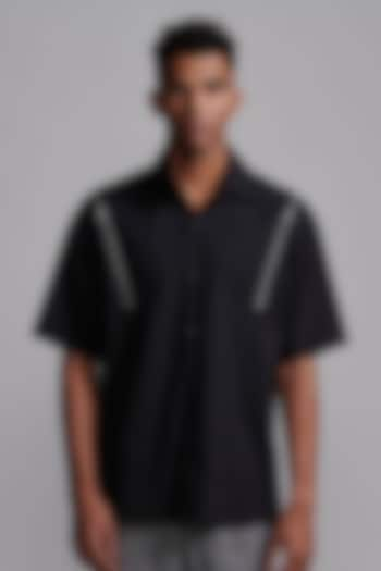 Black Organic Cotton Poplin Shirt by Dash and Dot Men at Pernia's Pop Up Shop