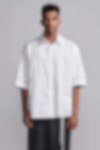 White Organic Cotton Shoelace Shirt by Dash and Dot Men