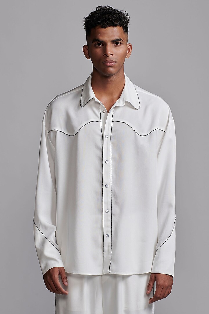 Off-White Tencel Shirt by Dash and Dot Men