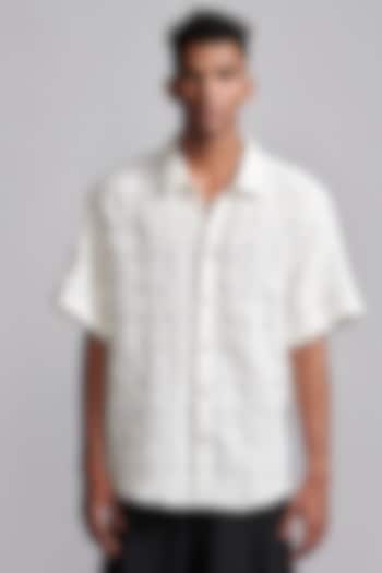 White Cotton Pintuck Shirt by Dash and Dot Men