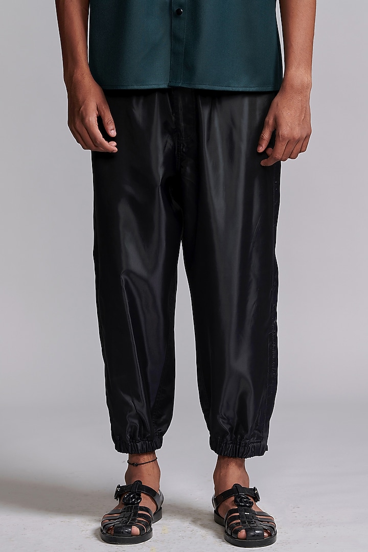 Black Nylon Parachute Jogger Pants by Dash and Dot Men at Pernia's Pop Up Shop