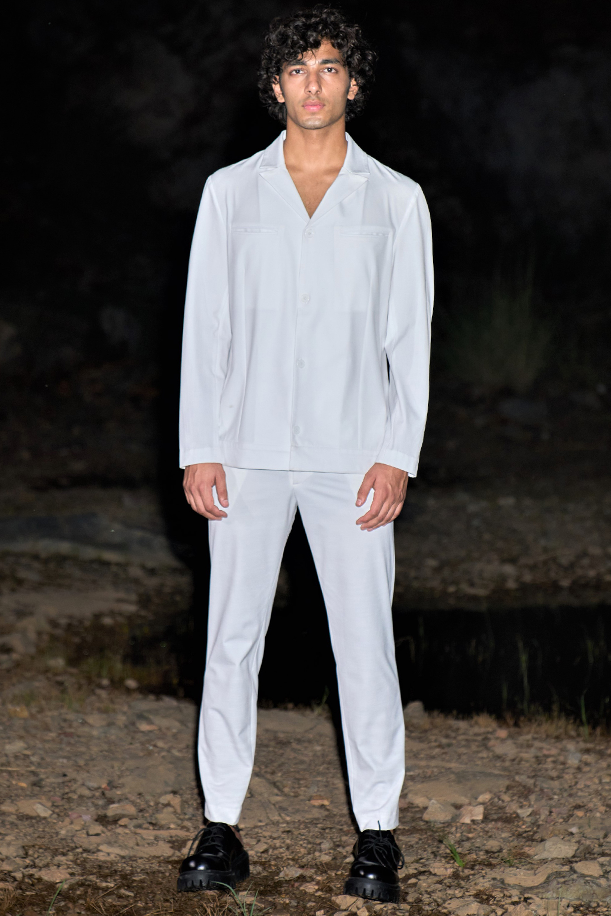 White Polyester Viscose Pants by Dash and Dot Men at Pernia's Pop Up Shop