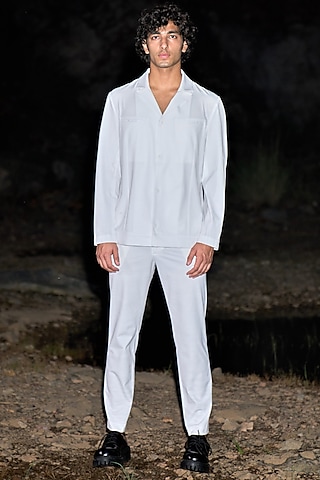 White Polyester Viscose Pants by dash and dot men-MORE FROM Dash and Dot Men