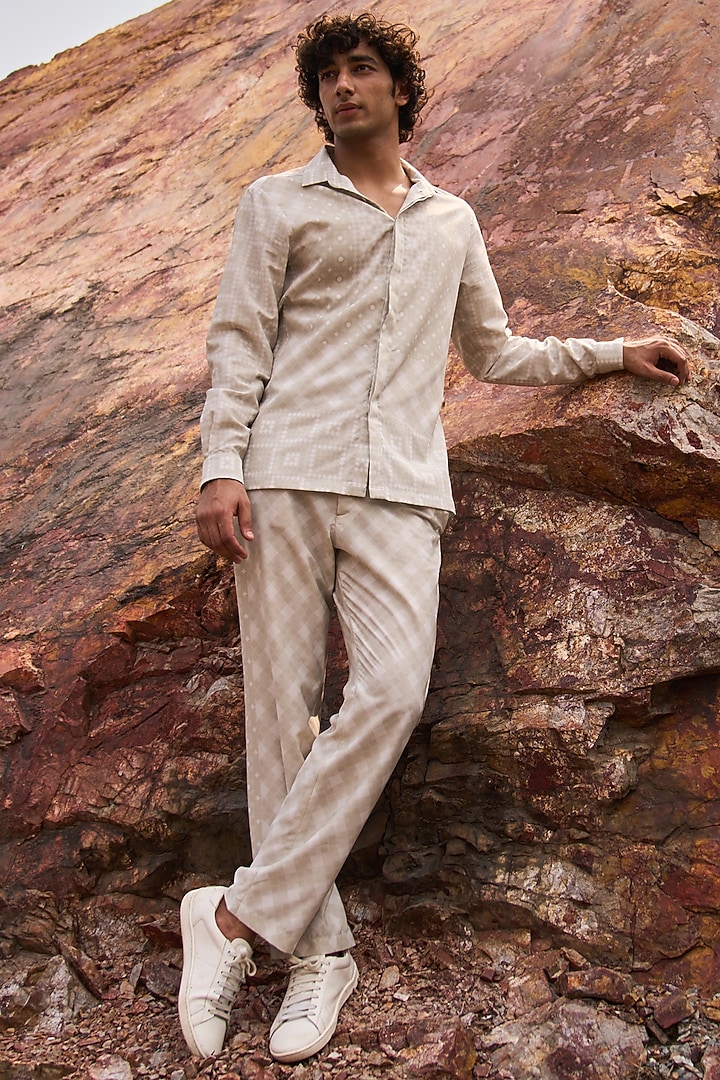Multi-Colored Recycled Polyester Tonal Tile Printed Summer Shirt by Dash and Dot Men at Pernia's Pop Up Shop