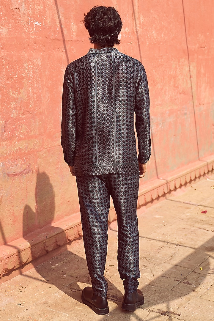 Charcoal Organic Viscose Printed Summer Shirt by Dash and Dot Men at Pernia's Pop Up Shop