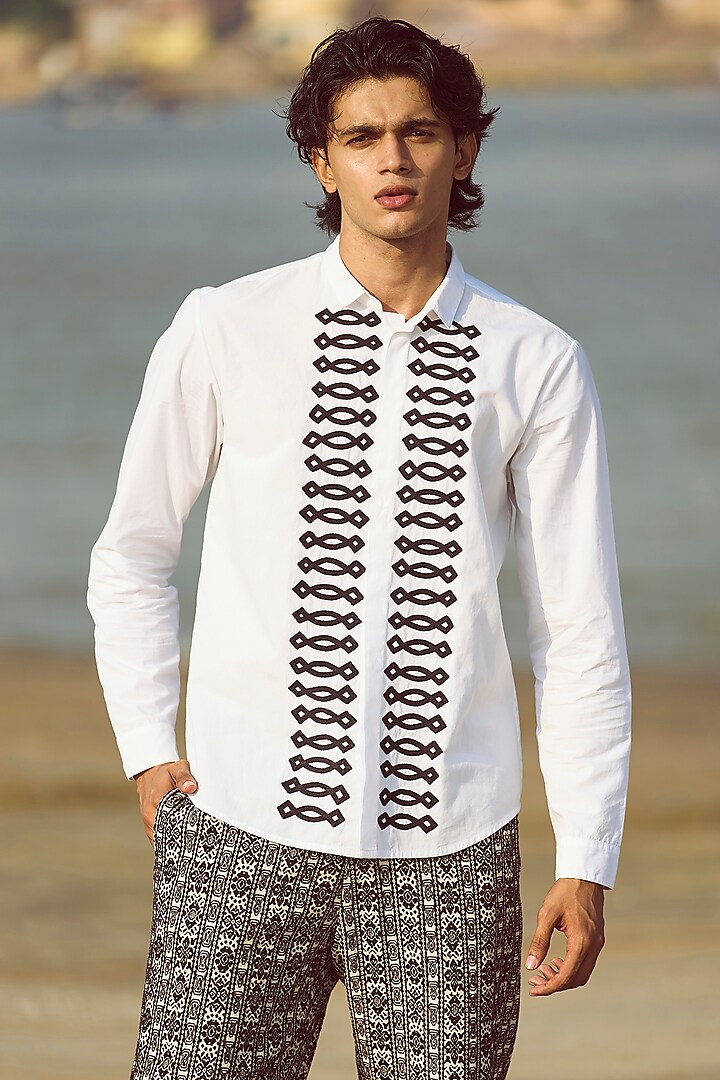 White Organic Cotton Shirt by Dash and Dot Men