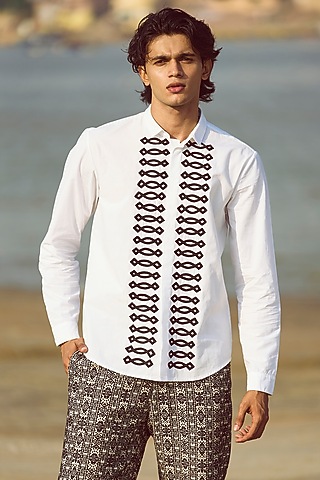 White Organic Cotton Shirt by Dash and Dot Men