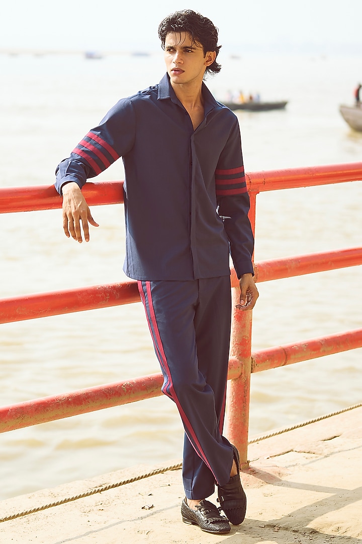 Navy Polyester & Viscose Summer Shirt by Dash and Dot Men at Pernia's Pop Up Shop