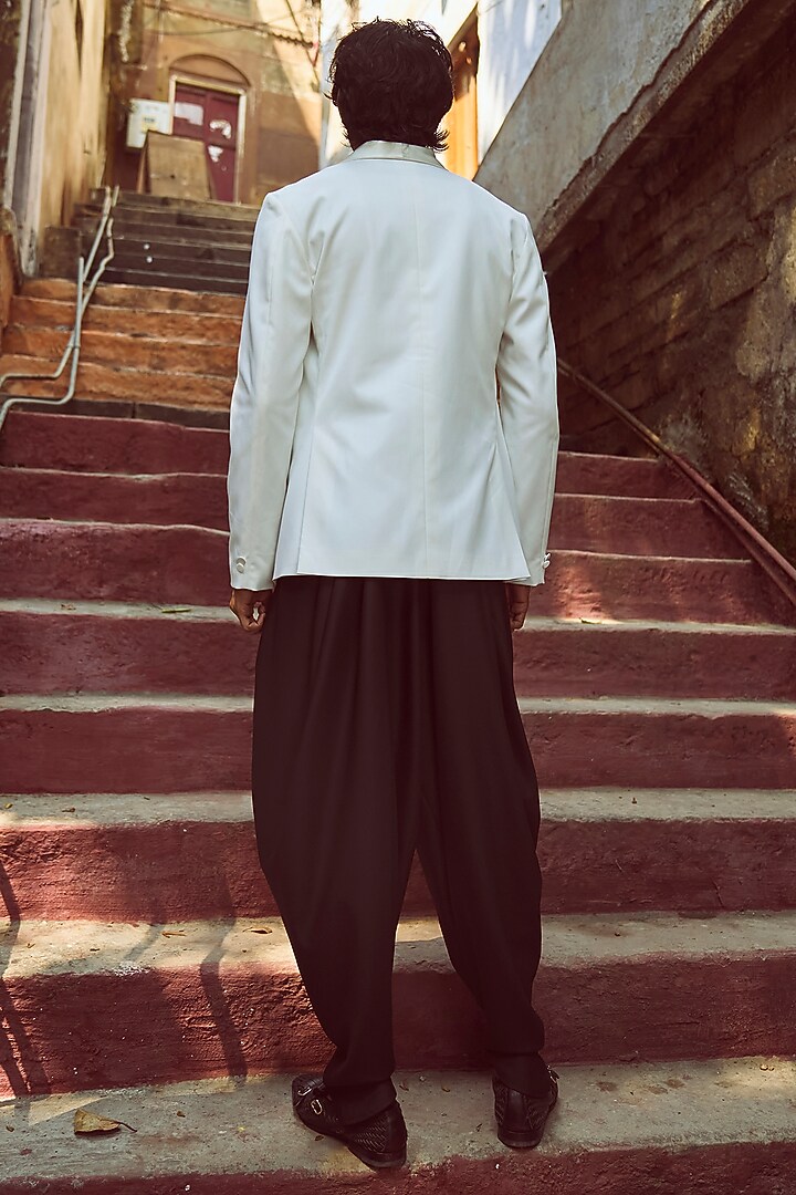 Black Suiting Cowl Pant by Dash and Dot Men at Pernia's Pop Up Shop
