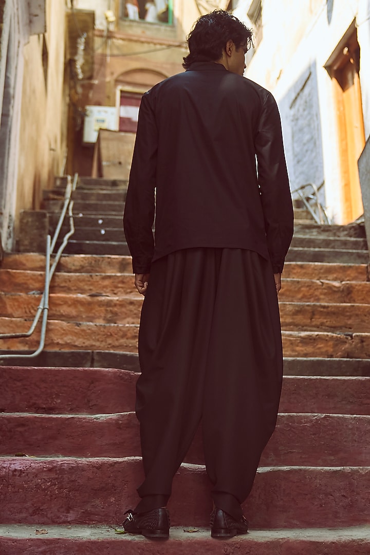 Black Cotton Poplin & Suiting Co-Ord Set by Dash and Dot Men at Pernia's Pop Up Shop