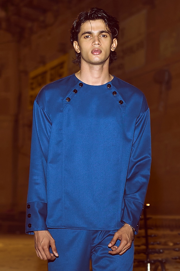 Blue Polyester & Viscose Co-Ord Set by Dash and Dot Men at Pernia's Pop Up Shop