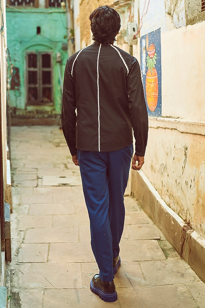Black Cotton Poplin Summer Shirt by Dash and Dot Men at Pernia's Pop Up Shop