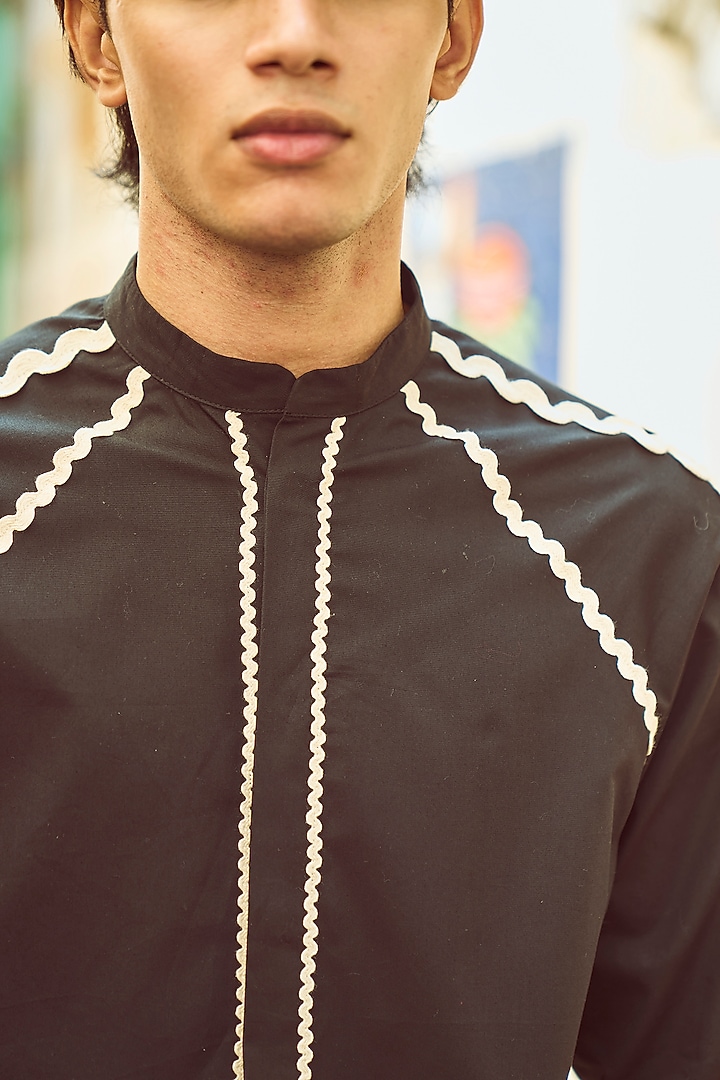 Black Cotton Poplin Summer Shirt by Dash and Dot Men at Pernia's Pop Up Shop