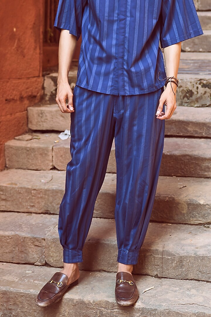 Navy Cotton Striped Pant by Dash and Dot Men