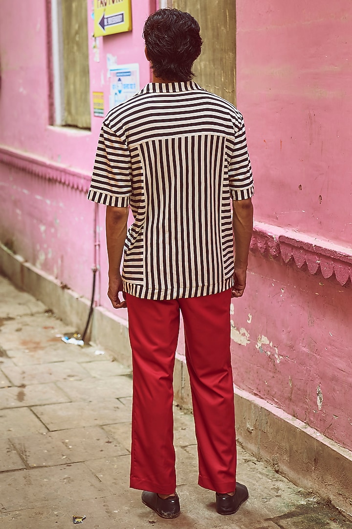 Red Polyester & Viscose Pants by Dash and Dot Men at Pernia's Pop Up Shop
