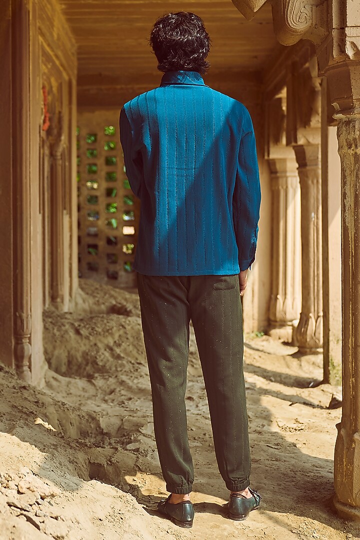 Military Green Polyester & Textured Jogger Pants by Dash and Dot Men at Pernia's Pop Up Shop