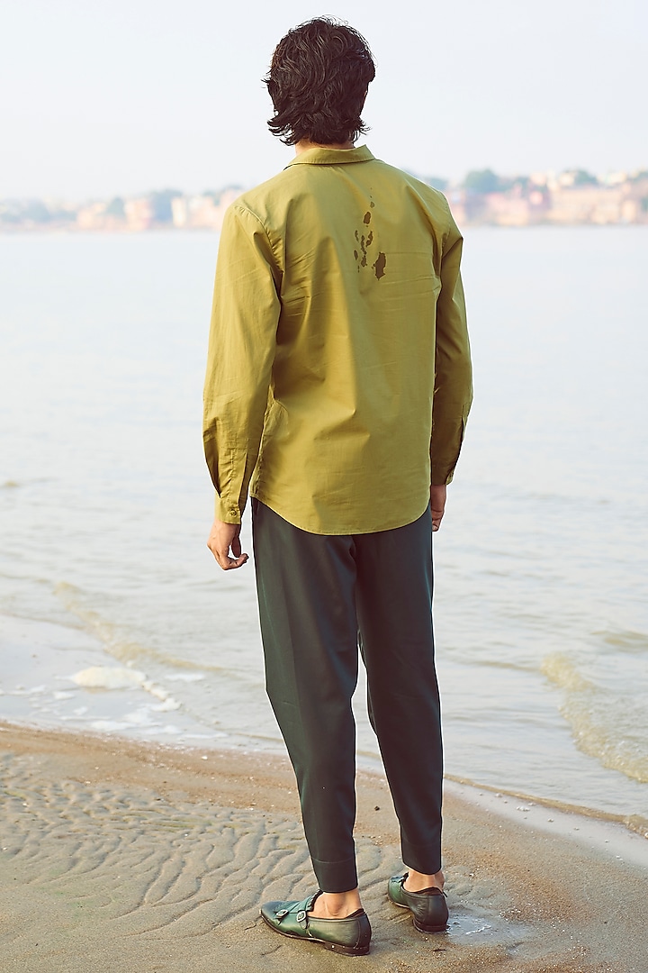Olive Green Cotton Poplin Summer Shirt by Dash and Dot Men at Pernia's Pop Up Shop