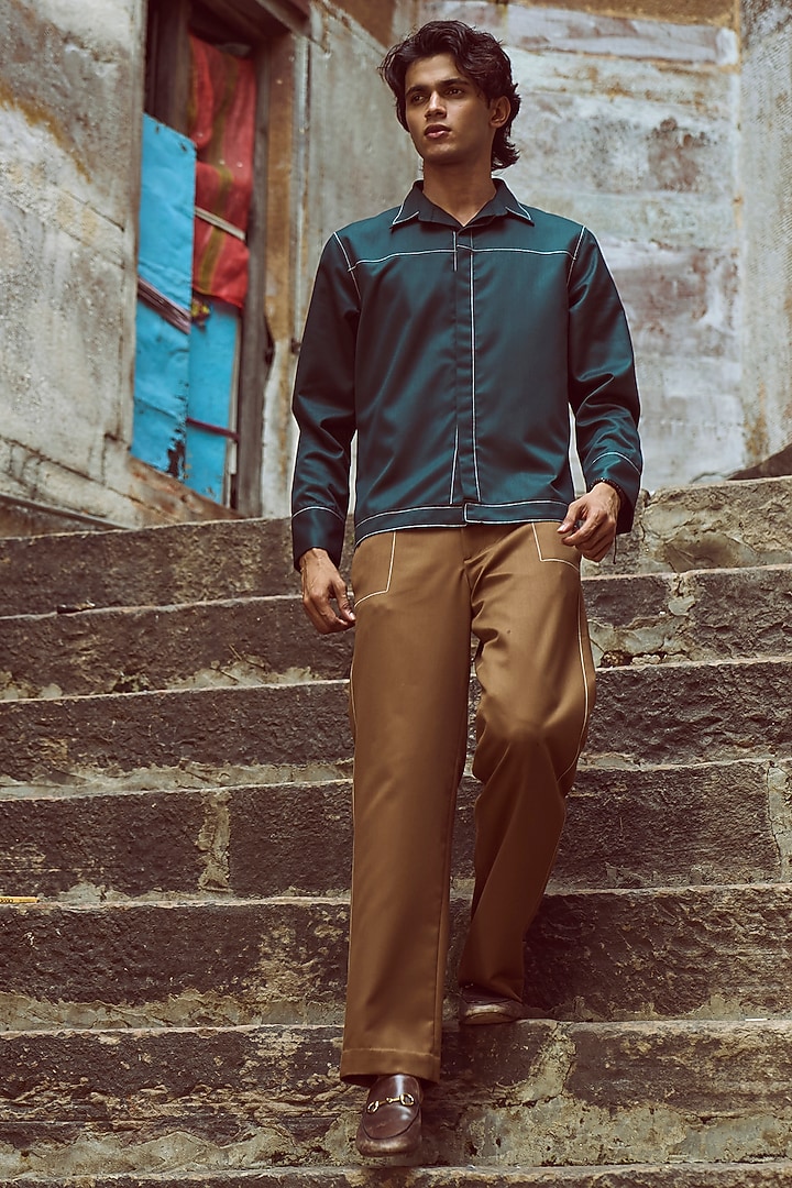 Forest Green Suiting Summer Shirt by Dash and Dot Men at Pernia's Pop Up Shop