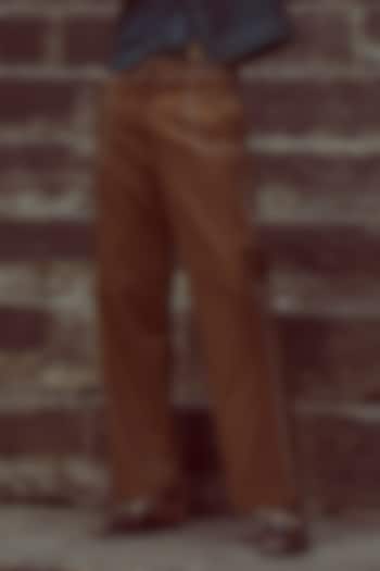 Brown Suiting Straight Pant by Dash and Dot Men