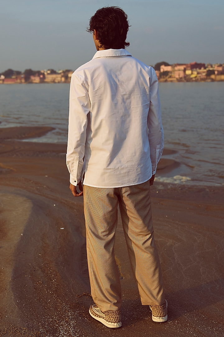 Beige Polyester & Viscose Pants by Dash and Dot Men at Pernia's Pop Up Shop