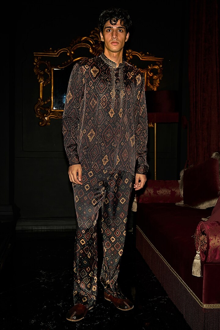 Multi-Colored Organic Viscose Ikat Printed Party Wear Shirt by Dash and Dot Men at Pernia's Pop Up Shop