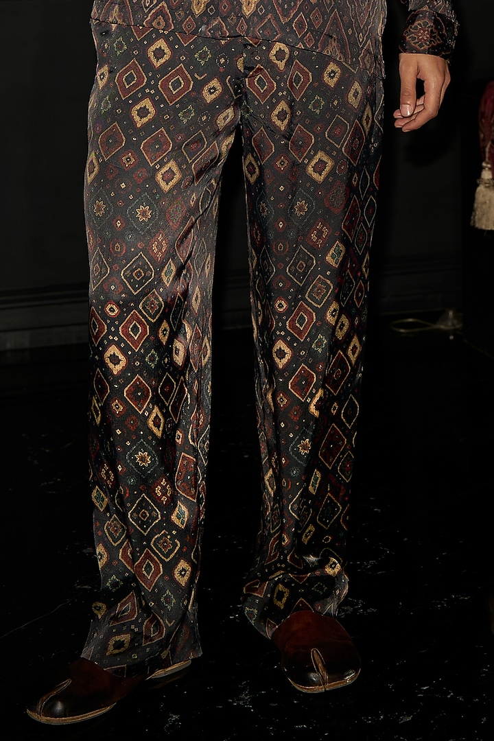Multi-Colored Organic Viscose Ikat Printed Pants by Dash and Dot Men at Pernia's Pop Up Shop