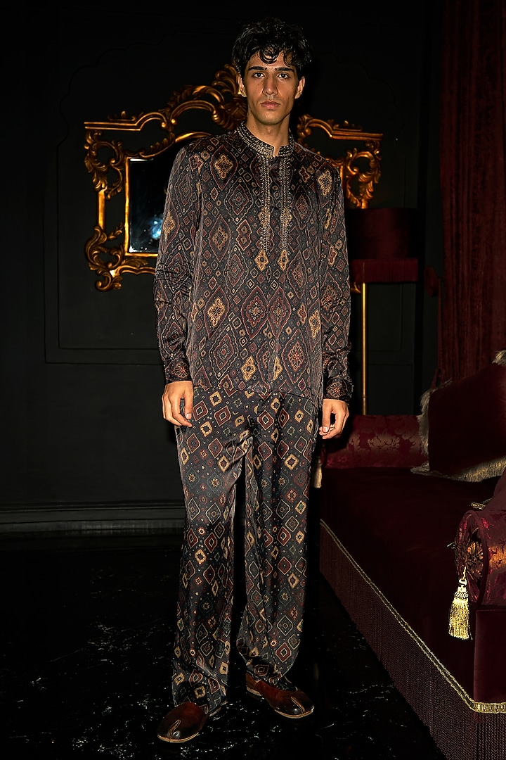 Multi-Colored Organic Viscose Ikat Printed Pant Set by Dash and Dot Men at Pernia's Pop Up Shop