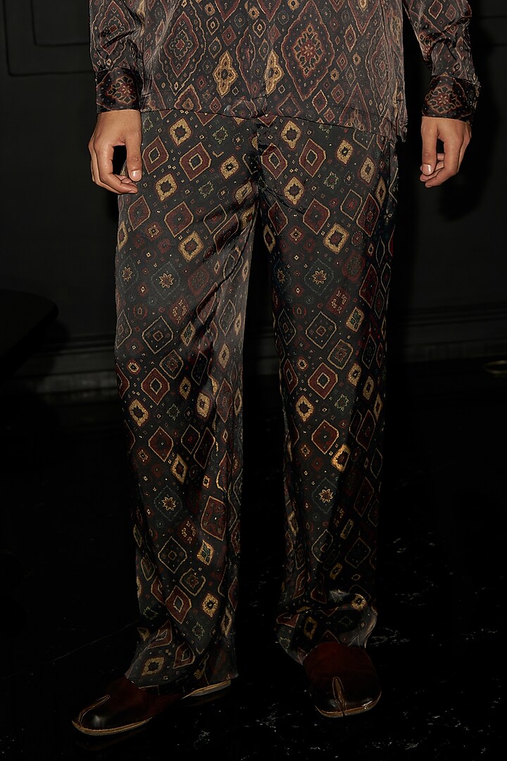 Multi-Colored Organic Viscose Ikat Printed Pant Set by Dash and Dot Men at Pernia's Pop Up Shop