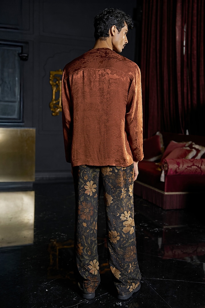 Multi-Colored Velvet Floral Brush Printed Pants by Dash and Dot Men at Pernia's Pop Up Shop