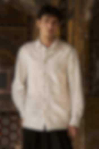 Ivory Organic Cotton Chikan Party Wear Shirt by Dash and Dot Men at Pernia's Pop Up Shop