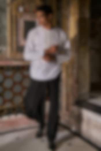 Black Polyester & Viscose Spandex Asymmetrical Pants by Dash and Dot Men at Pernia's Pop Up Shop