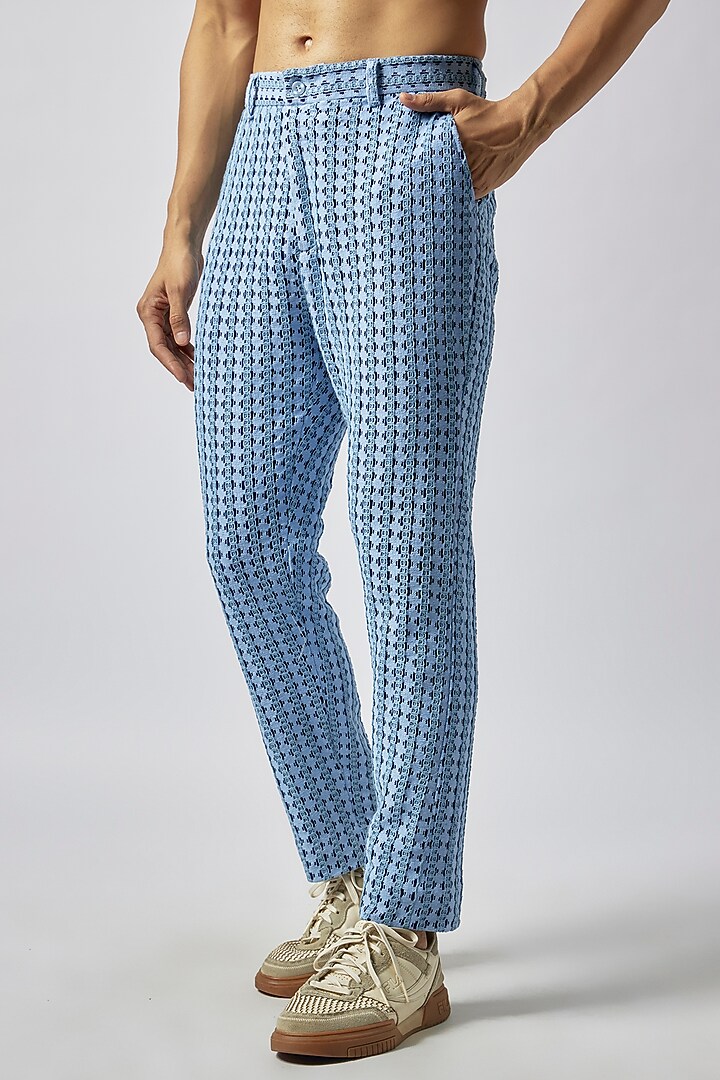 Powder Blue Cotton Net Kora Co-Ord Set by Dapper & Dare at Pernia's Pop Up Shop