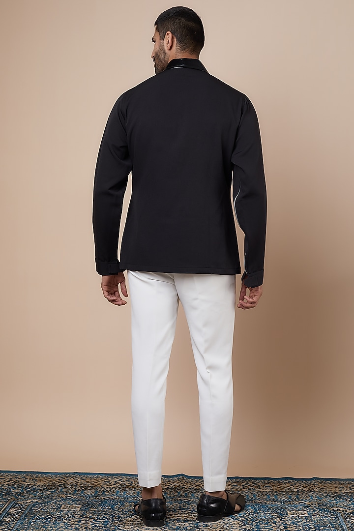 Black Banana Crepe Crystal Embellished Wedding Shirt by Dapper & Dare at Pernia's Pop Up Shop