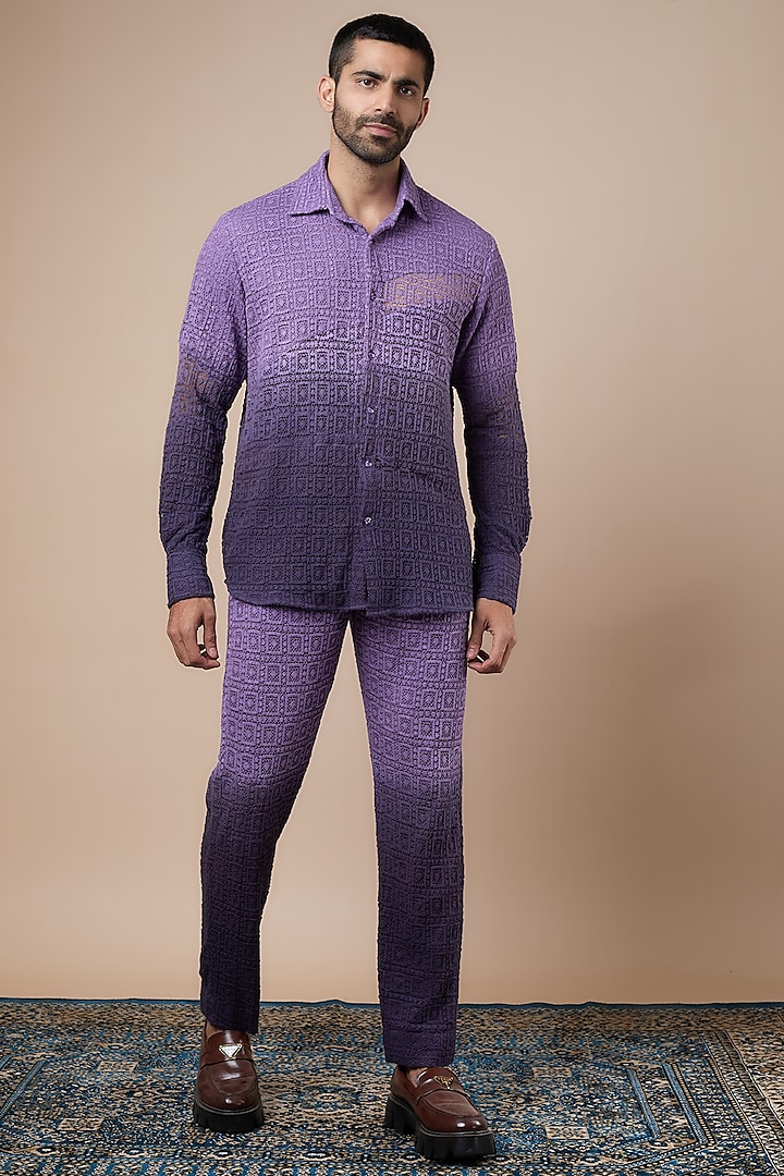 Purple Cotton Net Kora Co-Ord Set by Dapper & Dare