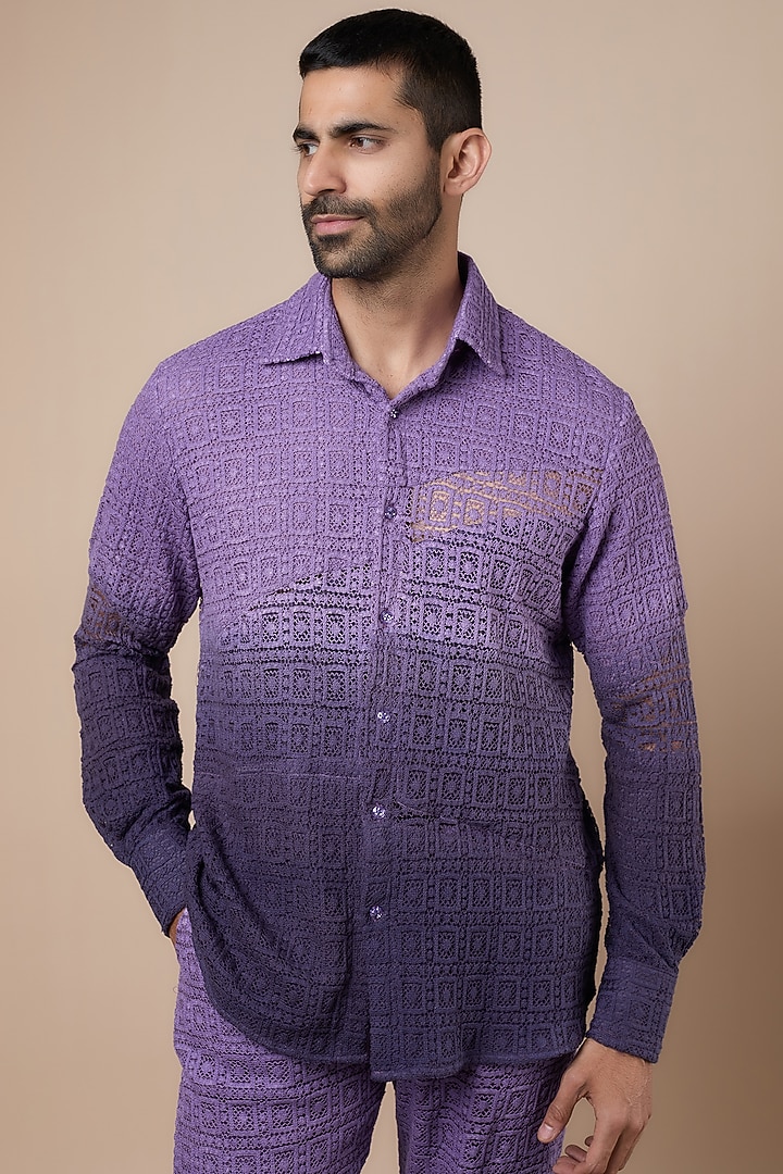 Purple Cotton Net Kora Co-Ord Set by Dapper & Dare at Pernia's Pop Up Shop