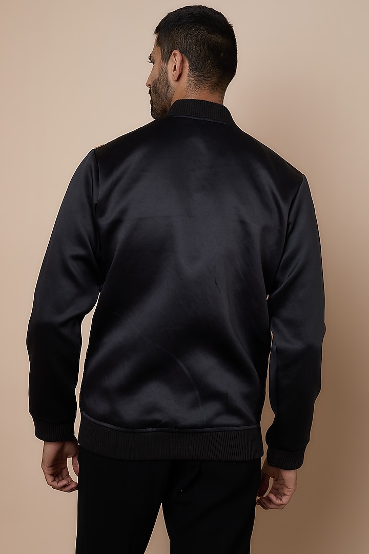 Black & Bronze Velvet Bomber Jacket by Dapper & Dare at Pernia's Pop Up Shop