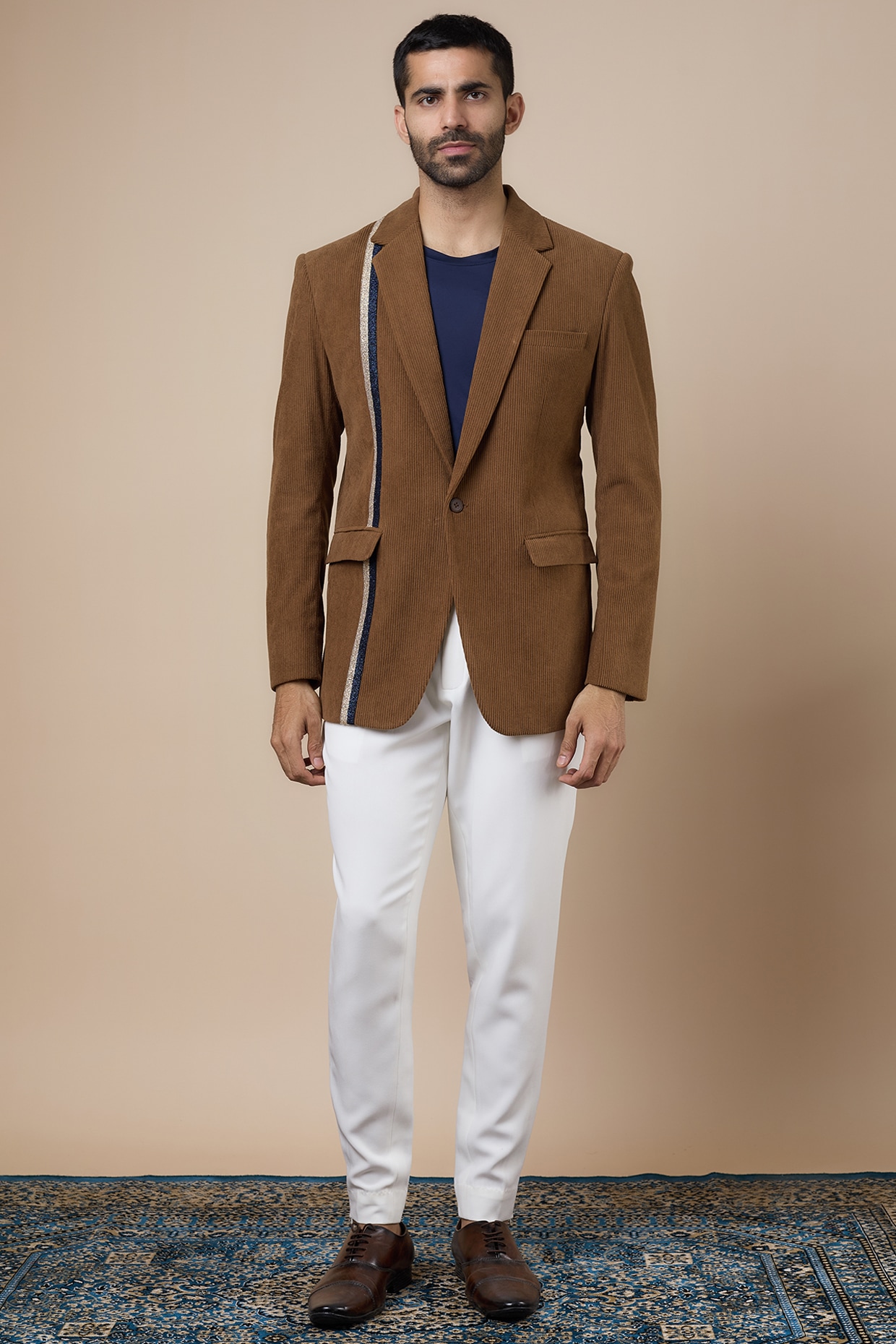 Brown Corduroy Blazer Set by Dapper & Dare at Pernia's Pop Up Shop