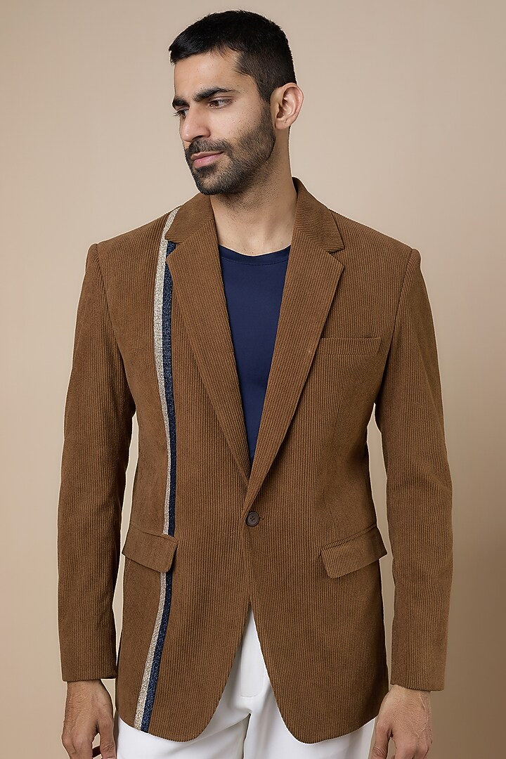 Brown Corduroy Blazer Set by Dapper & Dare at Pernia's Pop Up Shop