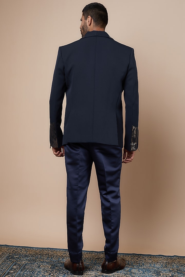 Navy Blue Banana Crepe Blazer Set by Dapper & Dare at Pernia's Pop Up Shop