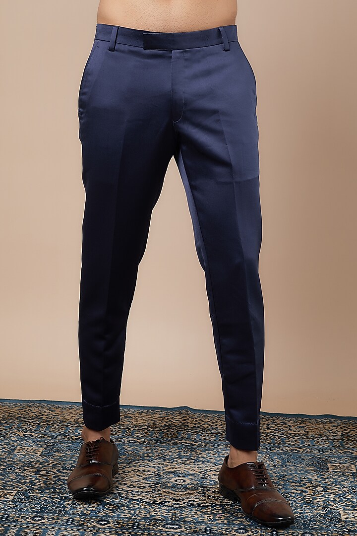 Navy Blue Banana Crepe Blazer Set by Dapper & Dare at Pernia's Pop Up Shop