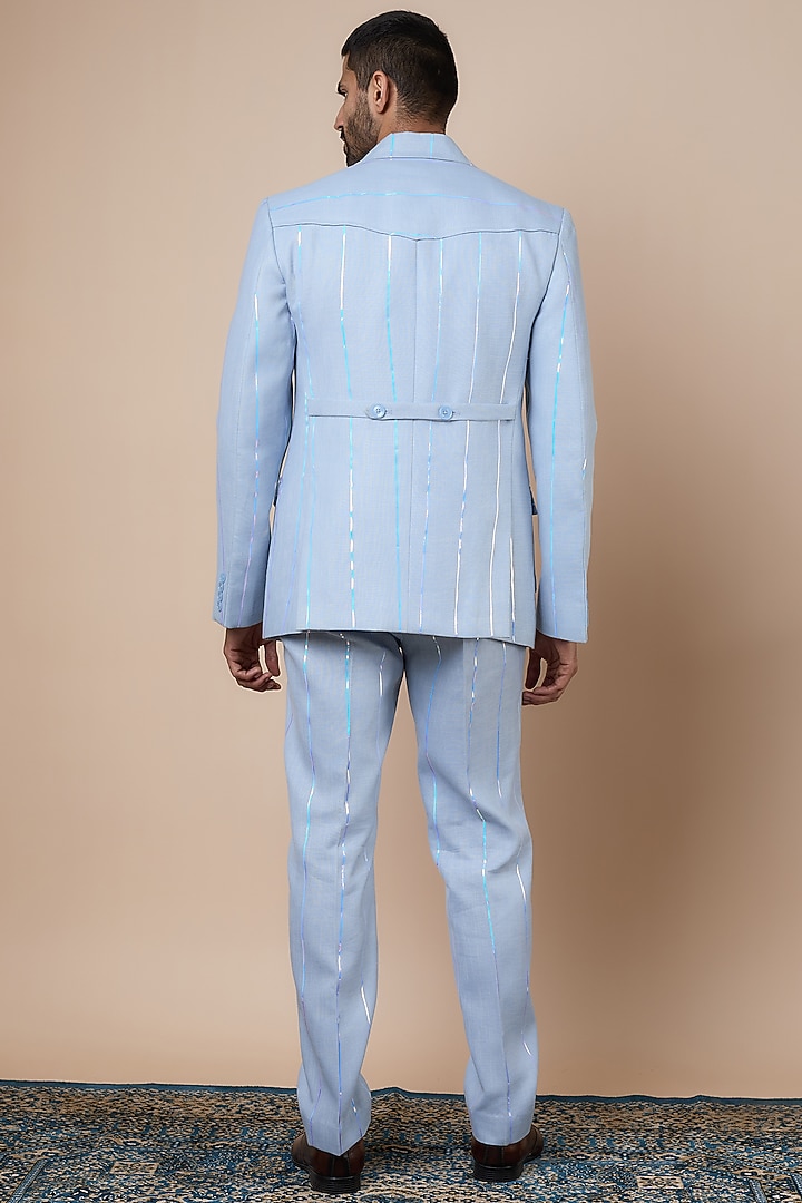 Light Blue Linen Blazer Set by Dapper & Dare at Pernia's Pop Up Shop