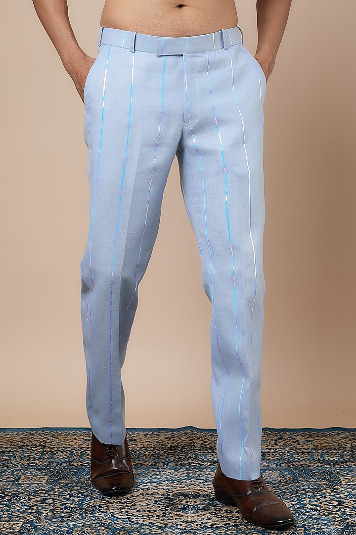 Light Blue Linen Blazer Set by Dapper & Dare at Pernia's Pop Up Shop