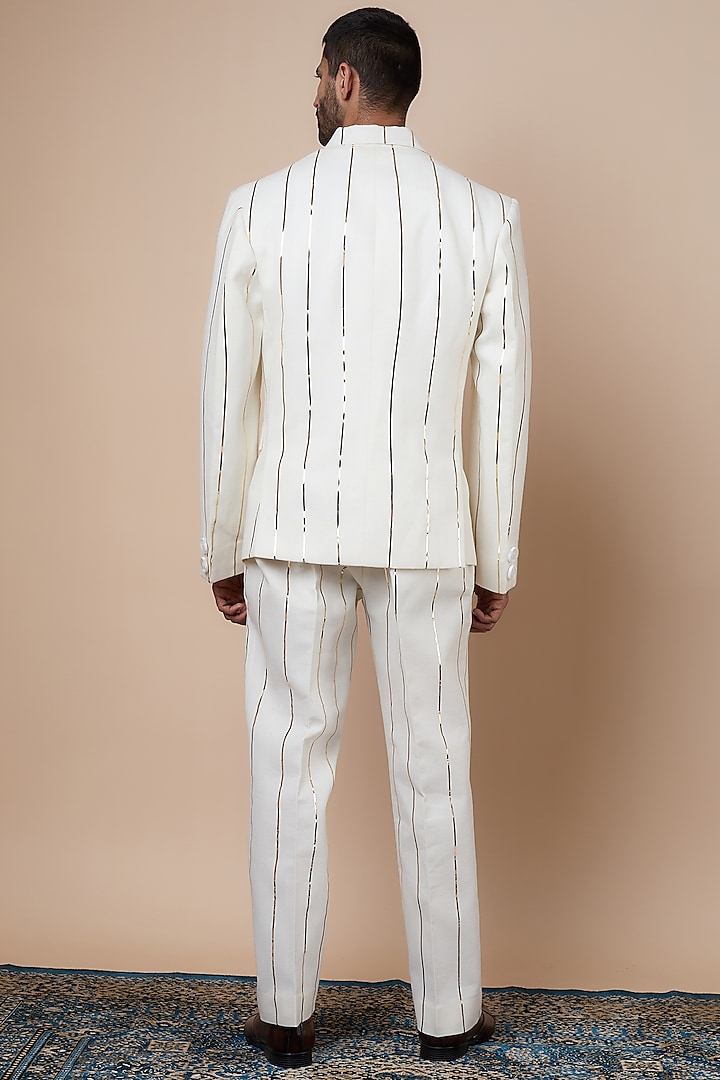Ecru Linen Double Breasted Blazer Set by Dapper & Dare at Pernia's Pop Up Shop