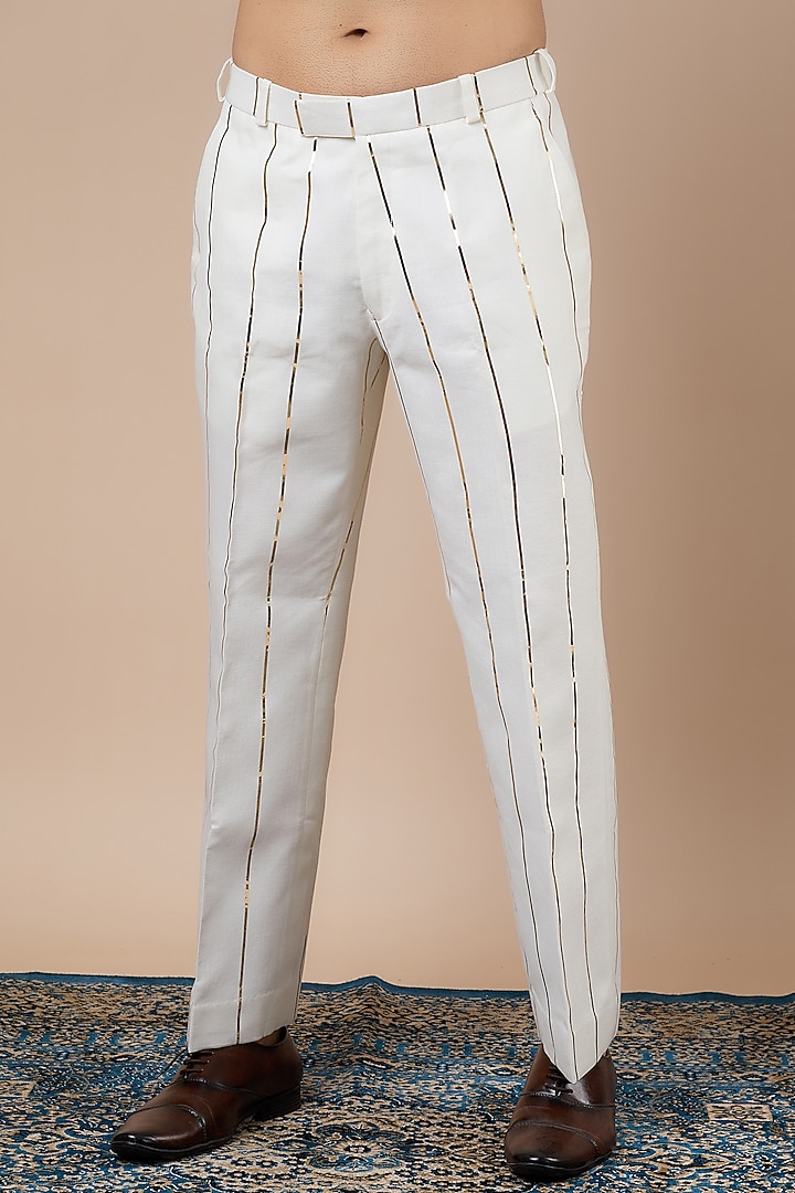 Ecru Linen Double Breasted Blazer Set by Dapper & Dare at Pernia's Pop Up Shop