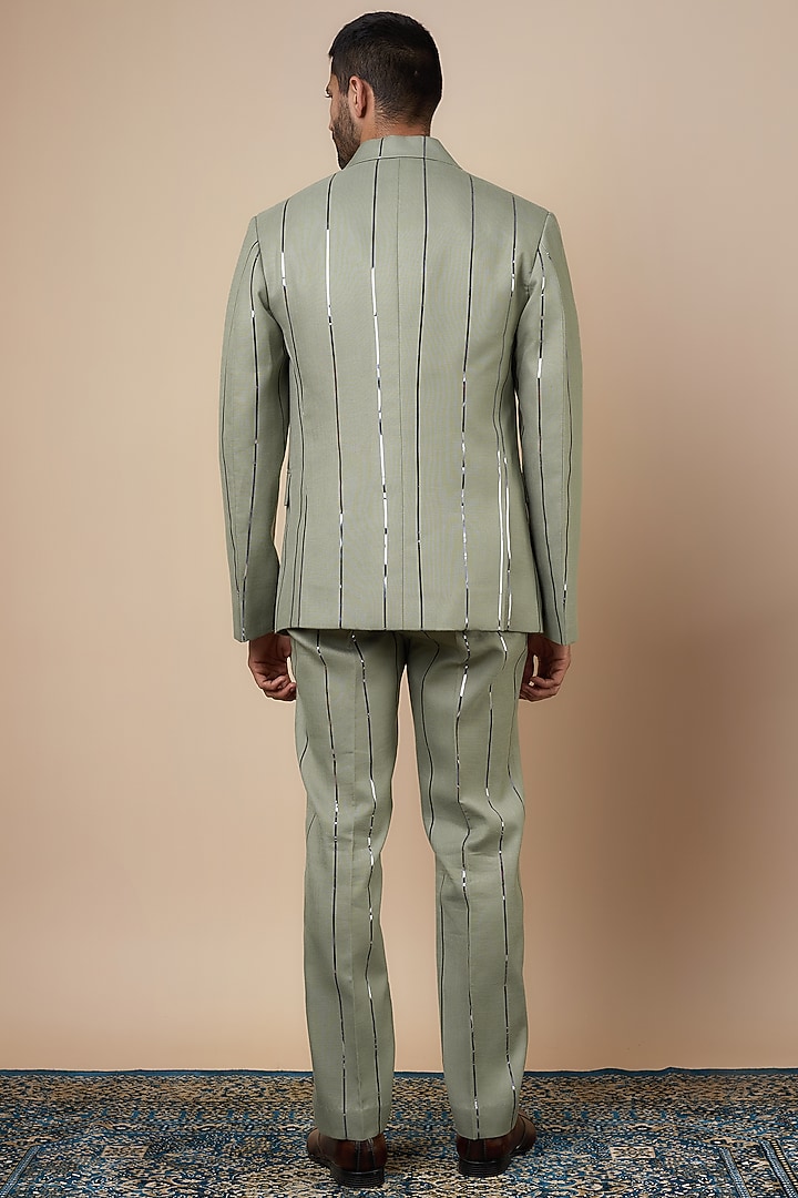 Green Linen Double Breasted Blazer Set by Dapper & Dare at Pernia's Pop Up Shop
