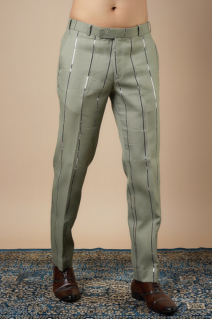 Green Linen Double Breasted Blazer Set by Dapper & Dare at Pernia's Pop Up Shop