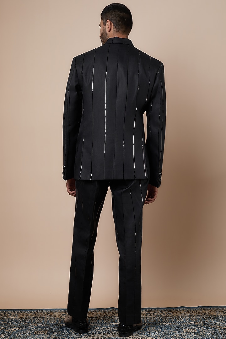 Black Linen Double Breasted Blazer Set by Dapper & Dare at Pernia's Pop Up Shop