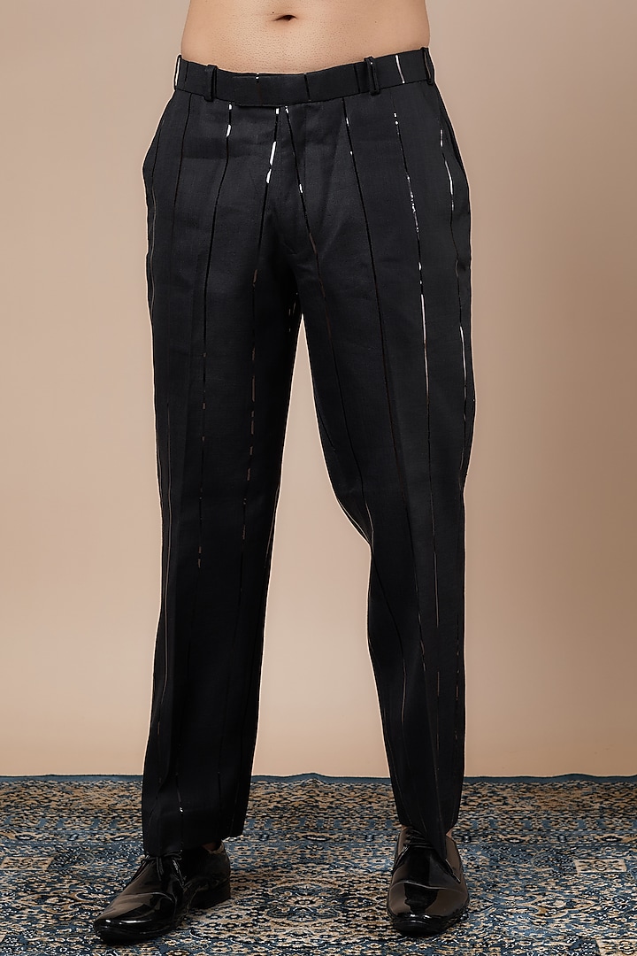 Black Linen Double Breasted Blazer Set by Dapper & Dare at Pernia's Pop Up Shop
