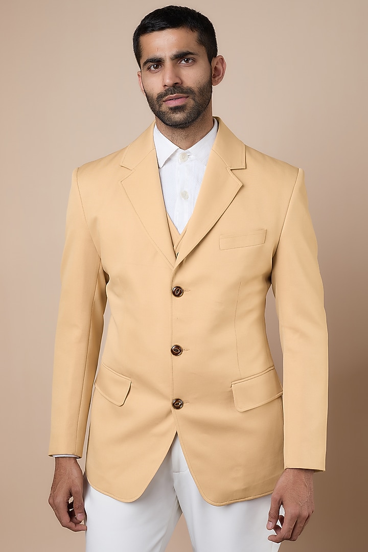 Brownish Beige Japanese Cotton Twill Blazer Set by Dapper & Dare at Pernia's Pop Up Shop